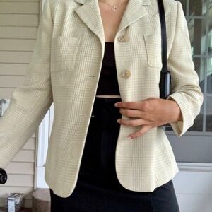 Cream and white plaid vintage blazer #y2k #90s #plaid #vintage #blazer